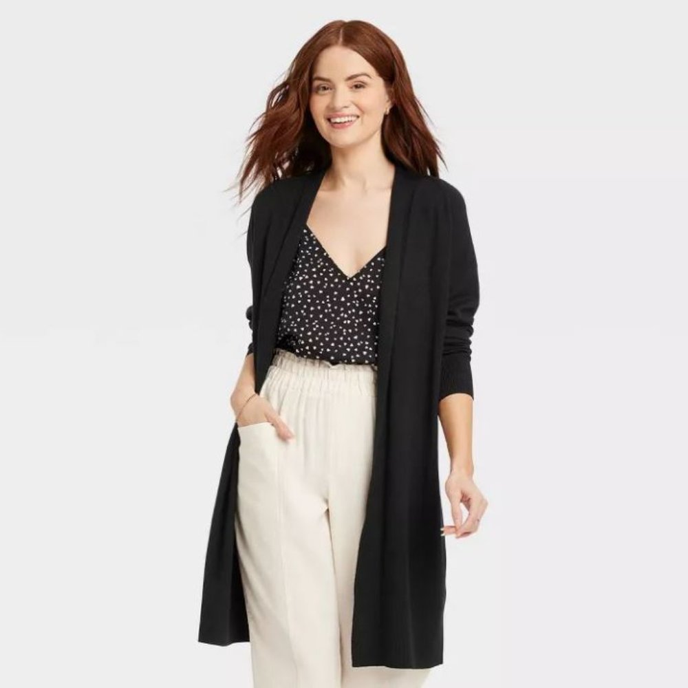 Womens Sweater Cardigan A New Day Black Size XS Open Knitted Soft Material